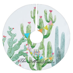 Personalisierte Baumskirtze Boho Lama Bohemian Kak Polyester Weihnachtsbaumdecke