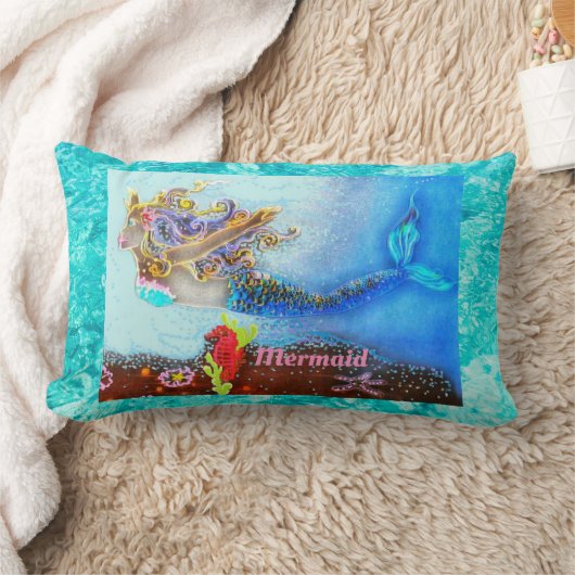 Personalisierte Baumwolle Pillow Mermaid Pastel Oc Lendenkissen (Decke)