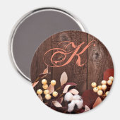 Personalisierte Baumwollzweig auf dunklem Holzsand Magnet (Vorderseite/Rückseite)