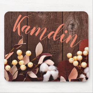 Personalisierte Baumwollzweig der Maus auf dunklem Mousepad