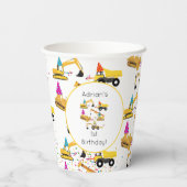 Personalisierte Bautransporter Party Geburtstag Pappbecher (Rückseite)
