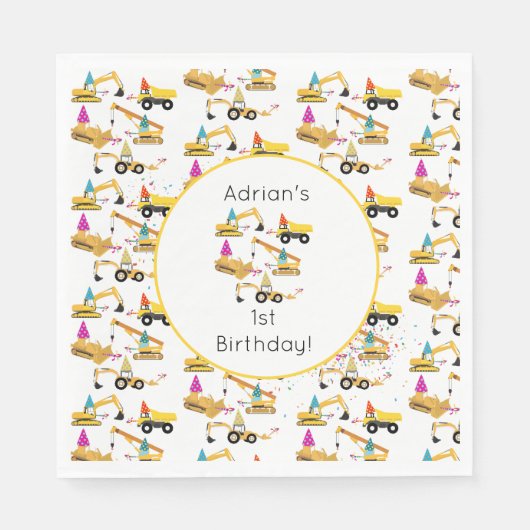 Personalisierte Bautransporter Party Geburtstag Serviette (Vorderseite)
