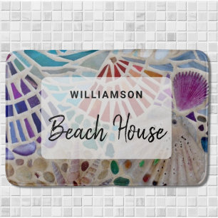 Personalisierte Beach House-Muscheln Badematte