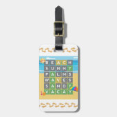 Personalisierte Beach Word Puzzle Urlaub Gepäckanhänger (Vorderseite vertikal)