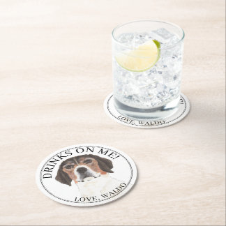 Personalisierte Beagle-Hochzeit Runder Pappuntersetzer