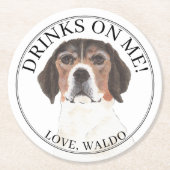 Personalisierte Beagle-Hochzeit Runder Pappuntersetzer (Vorderseite)