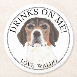 Personalisierte Beagle-Hochzeit Runder Pappuntersetzer