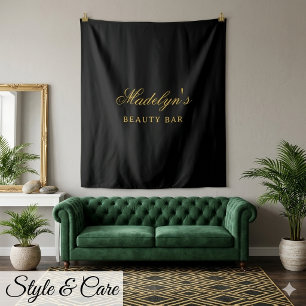 Personalisierte Beauty-Bar-Info Stylisch Benutzerd Wandteppich