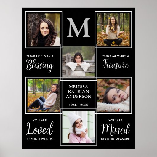Personalisierte Beerdigung 6 Foto Collage Memorial Poster (Vorne)