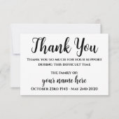 Personalisierte Beerdigung danke Ihnen Notecards (Vorderseite)