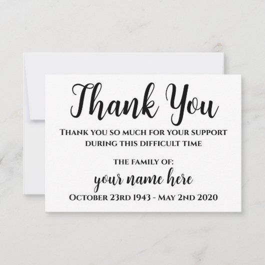 Personalisierte Beerdigung danke Ihnen Notecards (Vorderseite)