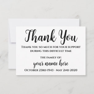 Personalisierte Beerdigung danke Ihnen Notecards