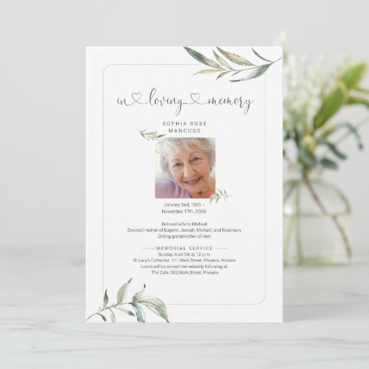 Personalisierte Beerdigung mit Foto Ankündigung (Stehend Vorderseite)