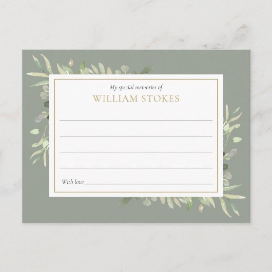 Personalisierte Beerdigung von Grünpflanzen mit Sp Postkarte (Vorderseite)