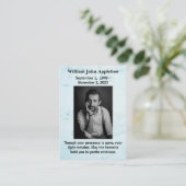 Personalisierte Begräbniskarte mit Foto Telefonnummerkarte (Stehend Vorderseite)