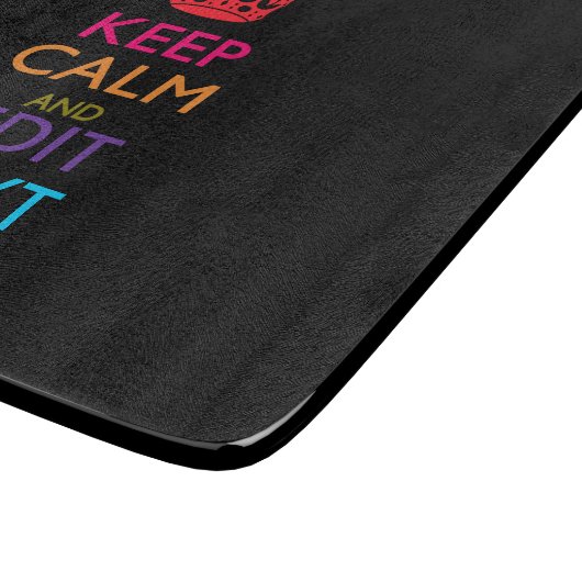 Personalisierte BEHALTEN CALM haben Ihren Text meh Schneidebrett (Ecke)