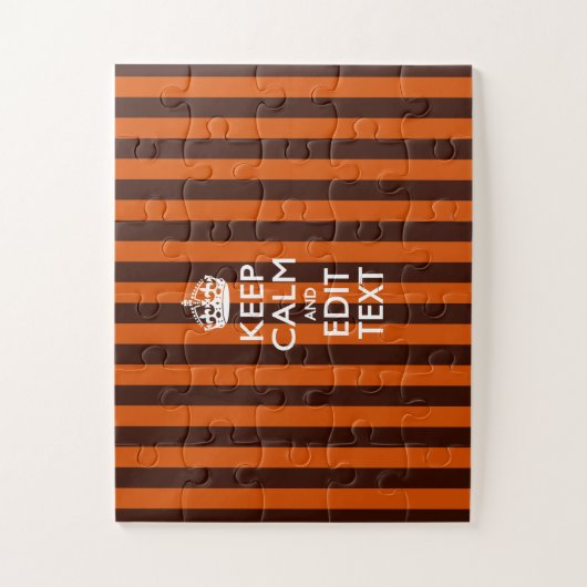 Personalisierte Behalten Ruhe Burnt Orange Streife Puzzle (Vertikal)
