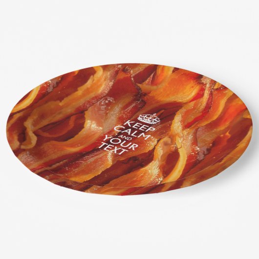 Personalisierte Behalten Ruhe und Ihr Bacon Pappteller (Schrägansicht)