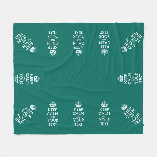 Personalisierte Behalten Ruhe und Ihr Text-Aqua Fleecedecke (Vorderseite (Horizontal))