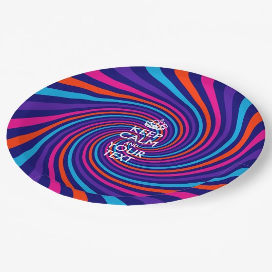 Personalisierte Behalten Ruhe und mehrfarbiger Tex Pappteller (Schrägansicht)