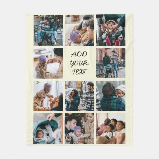Personalisierte Beige 11 FotoCollage Fleecedecke (Vorderseite)