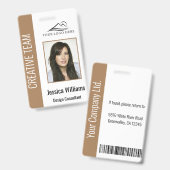 Personalisierte Beige Corporate Employee Security  Ausweis (Front & Back)