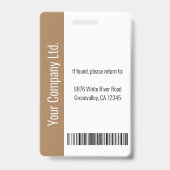 Personalisierte Beige Corporate Employee Security  Ausweis (Back)