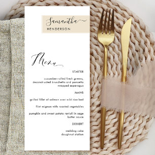 Personalisierte Beige Creme mit Gast Name Elegant Menükarte