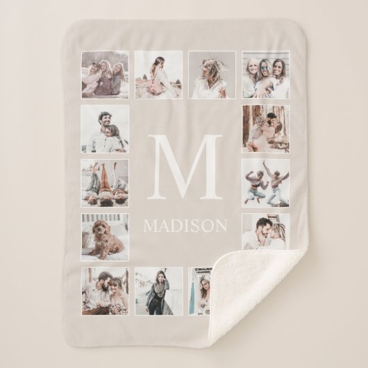 Personalisierte Beige für benutzerdefinierte FotoC Sherpadecke (Vorderseite)