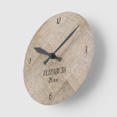 Personalisierte beige Imitate Linen Runde Wanduhr (Winkel)