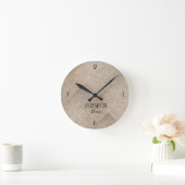 Personalisierte beige Imitate Linen Runde Wanduhr (Zuhause)
