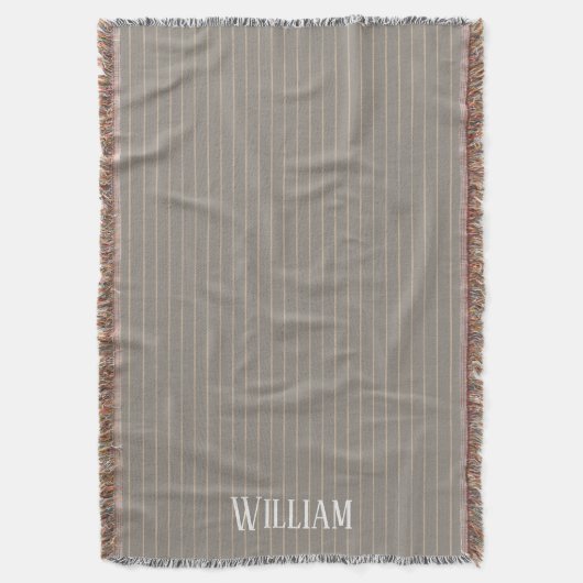 Personalisierte beige Pinstreifen Decke (Vorderseite Vertikal)