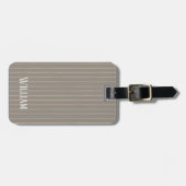 Personalisierte beige Pinstreifen Gepäckanhänger (Vorderseite horizontal)