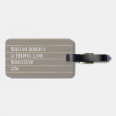 Personalisierte beige Pinstreifen Gepäckanhänger (Rückseite horizontal)