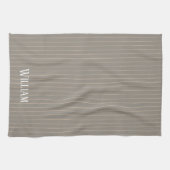 Personalisierte beige Pinstreifen Geschirrtuch (Horizontal)