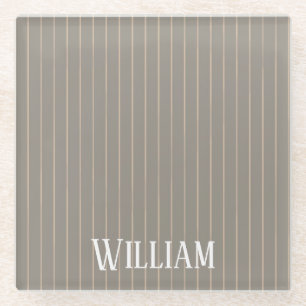 Personalisierte beige Pinstreifen Glasuntersetzer