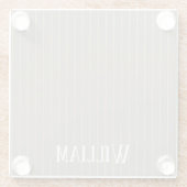 Personalisierte beige Pinstreifen Glasuntersetzer (Rückseite)