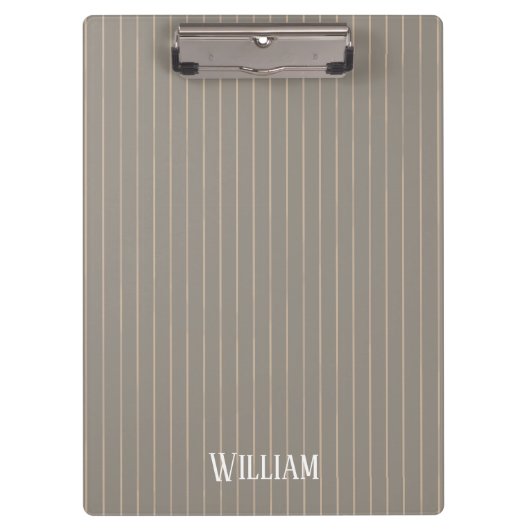 Personalisierte beige Pinstreifen Klemmbrett (Vorderseite)