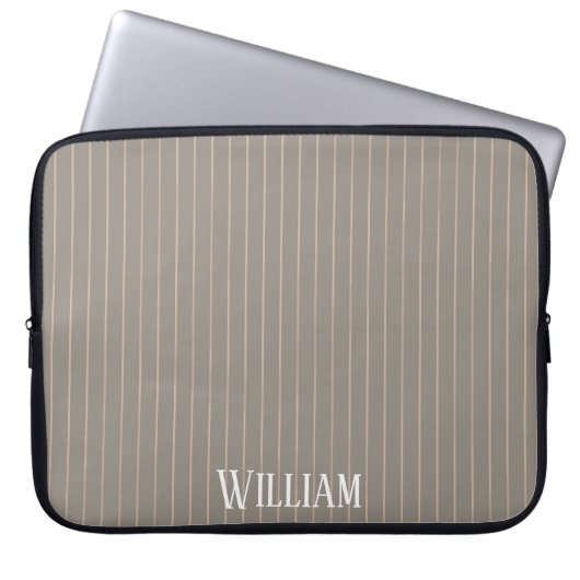 Personalisierte beige Pinstreifen Laptopschutzhülle (Vorderseite)