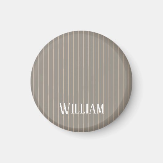 Personalisierte beige Pinstreifen Magnet (Vorne)