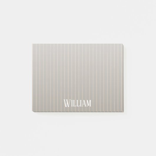 Personalisierte beige Pinstreifen Post-it Klebezettel (Vorderseite)
