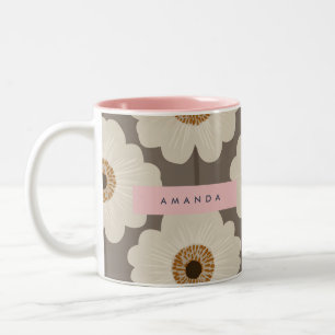 Personalisierte beige und braune Blume im Stil der Zweifarbige Tasse