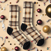 Personalisierte Beige und brauner Tartan Karierte  Socken