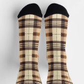Personalisierte Beige und brauner Tartan Karierte  Socken (Oben)