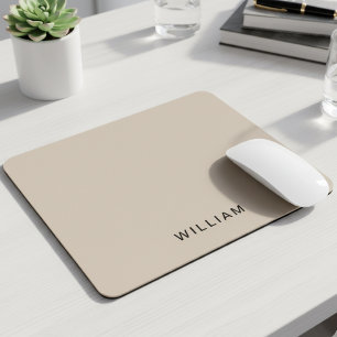 Personalisierte Beige und Monogramm   Elegant Cust Mousepad