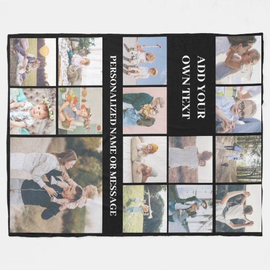 Personalisierte benutzerdefinierte 15-FotoCollage Fleecedecke (Vorderseite (Horizontal))