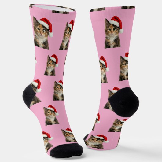 Personalisierte benutzerdefinierte Calico-Kitty-Ka Socken (Gewinkelt)