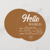 Personalisierte benutzerdefinierte Hello World Bab Einladung (Vorne/Hinten)