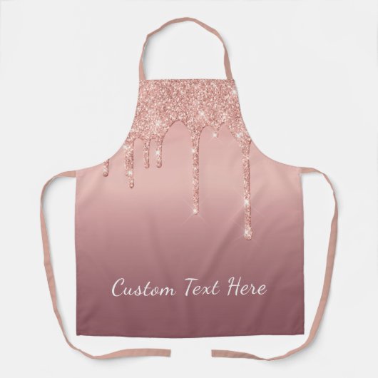 Personalisierte benutzerdefinierte Rose Gold Glitz Schürze (Vorderseite)