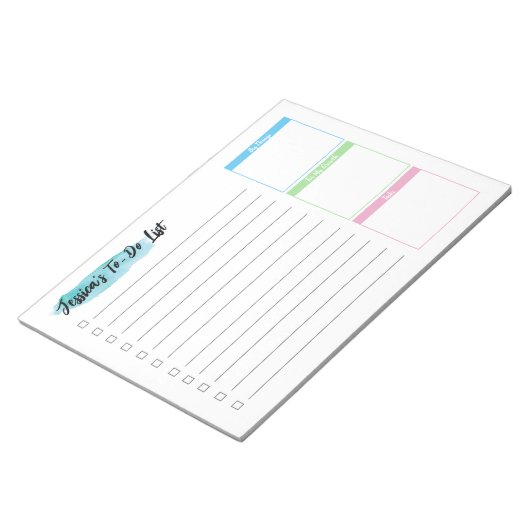 Personalisierte benutzerdefinierte Wasserfarbe Notizblock (angewinkelt)